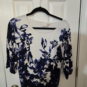 Chico's Black and White Striped Top